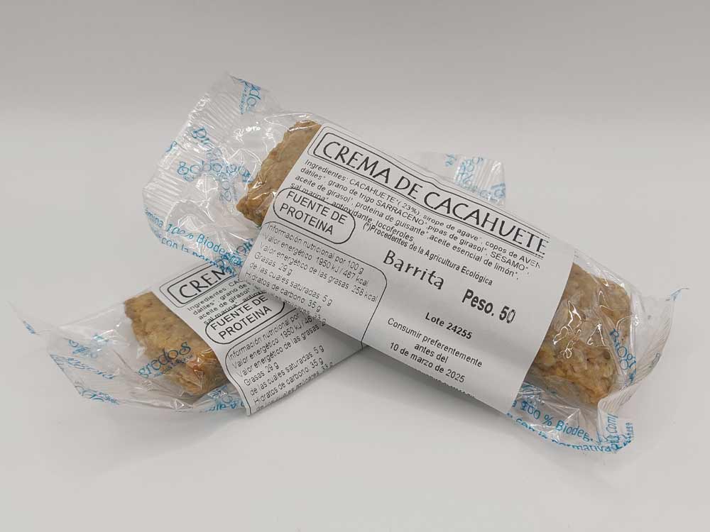 foto75 Barrita eco de crema de cacahuete 60gr - Palasaca Ezcaray